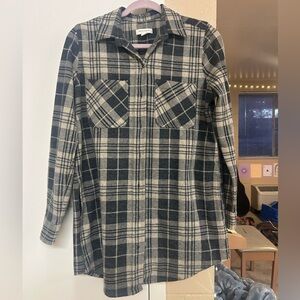 Beachlunchlounge Black and Tan Plaid Shirt